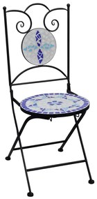 3 pcs conjunto bistro em mosaico azulejos cerâmica azul/branco