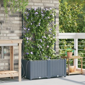 Vasos de Jardim com Sistema de Irrigação 2 pcs Cinzento-claro