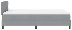 Cama Box Spring com Colchão &amp; LED Cinza Claro 120x190 cm Tecido