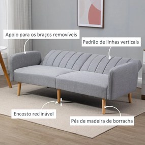 Sofá Cama de 2 Lugares com Encosto Ajustável - Cinzento - Design Escan