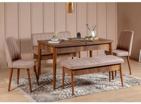 Conjunto de Mesa de Jantar Extensível Vina – Nogueira – 130x77x80 cm