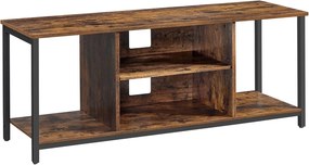 Aparador de televisão com prateleiras abertas para sala de estar | VASAGLE | 120 x 40 x 50 cm | castanho rústico|preto | LTV060B01V1.