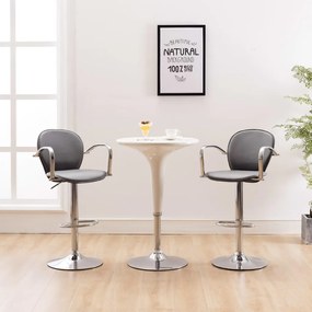 vidaXL Bancos de bar c/ apoios braços 2 pcs couro artificial cinzento