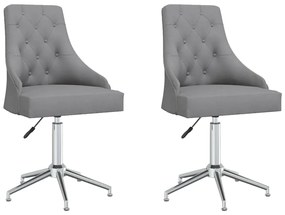 vidaXL Cadeiras de jantar giratórias 2 pcs tecido cinzento-claro