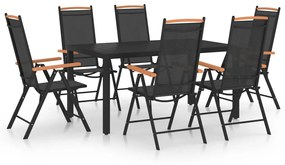 vidaXL 7 pcs conjunto de jantar para jardim alumínio preto