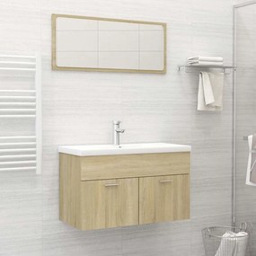 vidaXL 2 pcs conj. móveis casa de banho derivados madeira cor carvalho