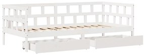 Sofá-cama c/ gavetas 90x190 cm madeira de pinho maciça branco