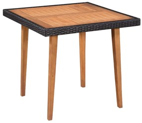 5 pcs conjunto de jantar para jardim vime PE preto e castanho