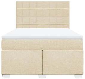 Cama com molas/colchão 140x190 cm tecido cor creme
