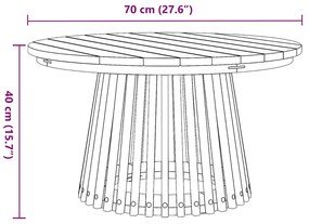 Mesa de Café de Jardim Ø70x40 cm de Madeira Sólida de Teca