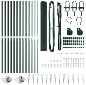 Conjunto de Poste de Cerca Conjunto de 2 Verde Metal e PVC