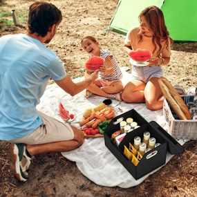 Organizador dobrável 30 x 47 x 27,5 cm para porta-malas de carros 35L com tampa lisa em couro e divisória ajustável Preta