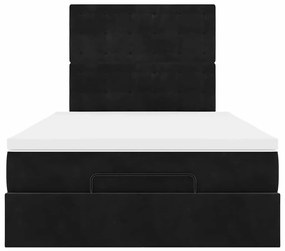 Estrutura de cama otomana com colchões 120x200 cm veludo preto