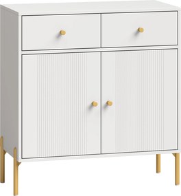 HOMCOM Buffet para Sala, Móvel de Arrumação com 2 Portas, 2 Gavetas, Prateleiras Reguláveis e Pés em Metal, 80 x 39 x 86 cm, Branco | Aosom Portugal