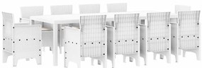 Conjunto de Jantar de Jardim 11 pcs Branco 250 x 100 x 73 cm