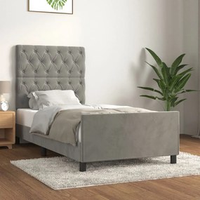 Estrutura de cama sem colchão 80x200 cm veludo cinzento-claro