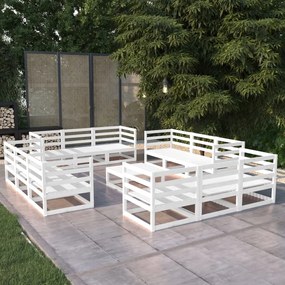 vidaXL 13 pcs conjunto lounge de jardim pinho maciço branco