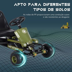Kart a Pedais com Assento Ajustável Embreagem Travão de Mão para Crian