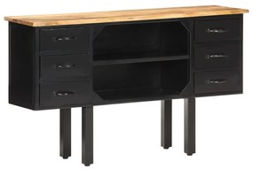 vidaXL Aparador 110x30x65 cm madeira de mangueira áspera maciça e aço