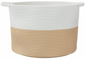 Cesto de arrumação Ø55x36 cm algodão bege e branco