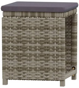 6 pcs conjunto lounge de jardim c/ almofadões vime PE cinzento