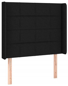 Cabeceira de cama c/ luzes LED tecido 93x16x118/128 cm preto