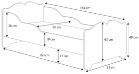 Cama infantil ANNA branca 160x80 - sereia - colchão e estrado incluído