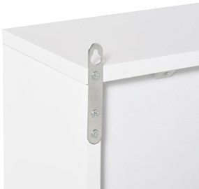 Armário de Casa de Banho com Espelho Móvel Suspenso de Casa de Banho com Prateleira Interior Ajustável em 3 Níveis e 2 Portas 48x14,5x45 cm Branco