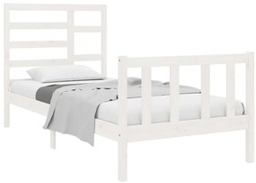 Estrutura de cama solteiro 90x190 cm madeira maciça branco