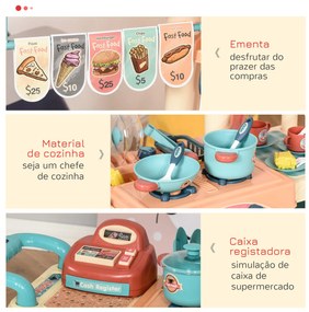 HOMCOM Cozinha de Brinquedo para Crianças de 3 a 6 Anos Cozinha Infant