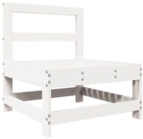 7 pcs conjunto lounge de jardim pinho maciço branco