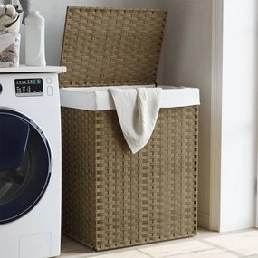 vidaXL Cesto para roupa suja com tampa 46x33x60 cm vime PE
