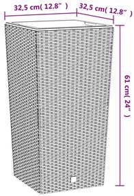 Vaso com interior removível 21 / 49 L vime PP antracite