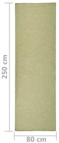 Tapete de tecido plano para exterior 80x250 cm verde