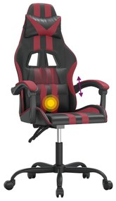 Cadeira gaming giratória couro artificial preto/vermelho tinto