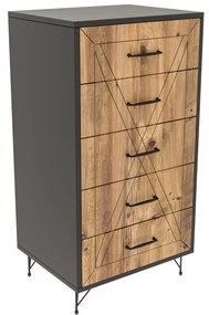 Camiseiro Comfort com 5 Gavetas – 50x40x95 cm – Antracite e Carvalho –