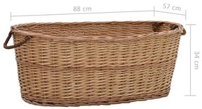 Cesto para lenha com pegas 88x57x34 cm salgueiro natural
