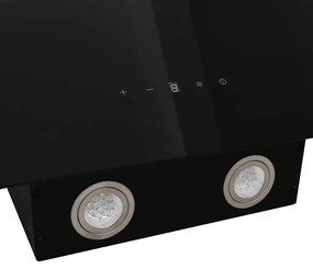 Exaustor de parede 60 cm aço e vidro temperado preto