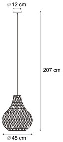 Candeeiro suspenso escandinavo castanho 45cm - Lina Natural Escandinavo