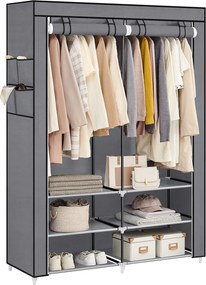 Guarda roupa aço e tecido 45 x 127 x 176 cm cinzento