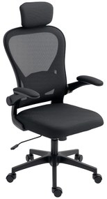 HOMCOM Cadeira de Escritório Giratória com Altura Ajustável Apoio para a Cabeça e Suporte Lombar Ajustáveis 58x63x115-125 cm Preto