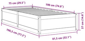 Cama sem colchão 75x190 cm madeira de pinho maciça castanho-mel