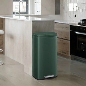 Caixote do lixo 30 litros com pedal para cozinha 34,8 x 29,7 x 63,3 cm verde vintage