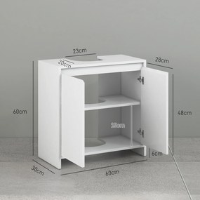 Móvel para Lavatório Pousar Moderno com Prateleira Anti-Tombo Carga 40 kg 60x30x60 cm Branco