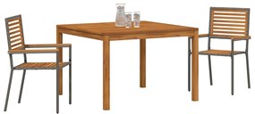 Conjunto de Jantar para Jardim 3 pcs Cinzeto 110 x 110 x 75 cm