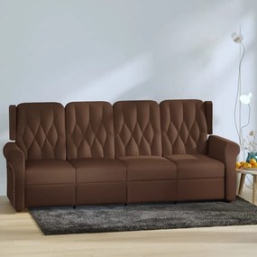 vidaXL Sofá reclinável 4 lugares couro artificial castanho brilhante