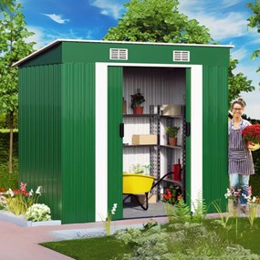Abrigo de jardim em metal 196x122x180cm verde