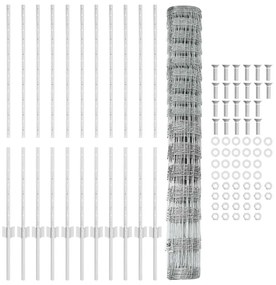 Postes de Cerca vidaXL 22 pcs U-Channel 120 cm Aço Galvanizado