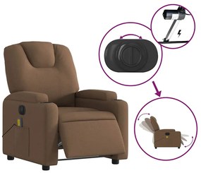 Poltrona de massagens reclinável elétrica tecido castanho