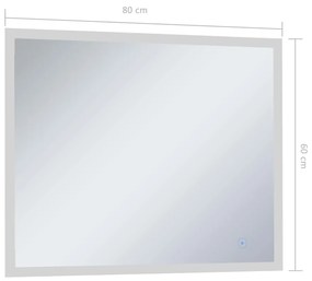 Espelho Doves com Luz LED e Sensor Touch - 80x60cm - Design Moderno